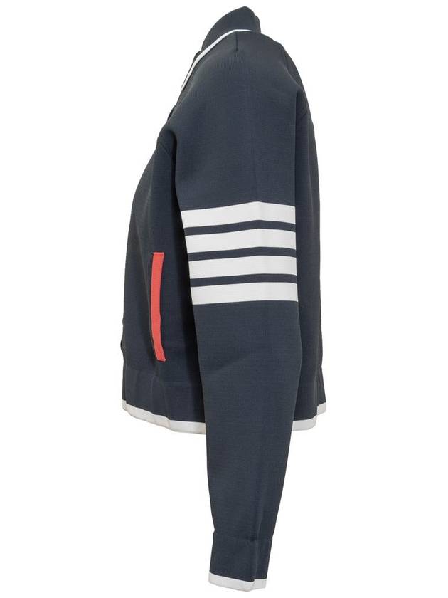 Viscose 4-Bar Polo Bomber Jacket Navy - THOM BROWNE - BALAAN 4