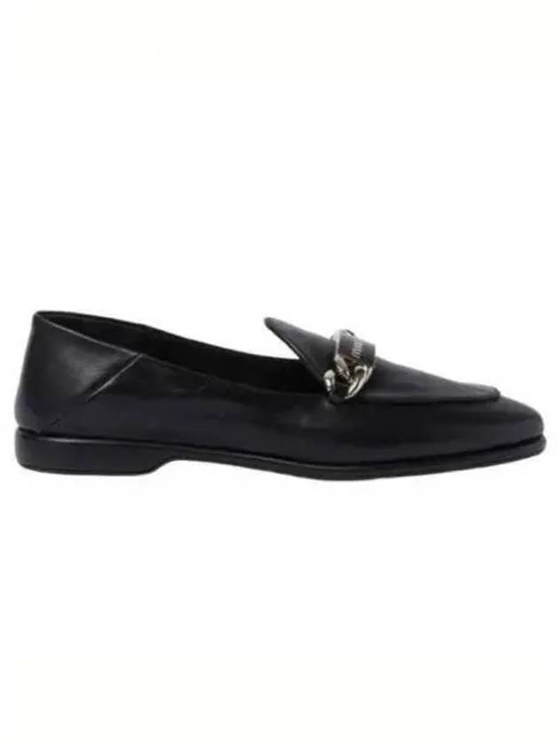 Logo Chain Metal Leather Loafers Black - MIU MIU - BALAAN 2