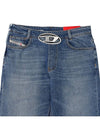 Women's D Arc Logo Buckle Denim Straight Jeans Blue - DIESEL - BALAAN.