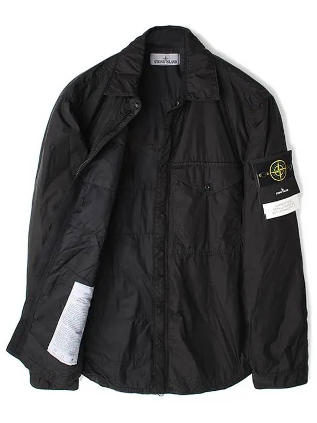 Logo Patch Zip Up Jacket Black - STONE ISLAND - BALAAN 8