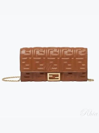 Baguette Continental Chain Leather Long Wallet Brown - FENDI - BALAAN 2