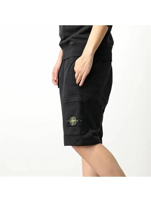 Fleece Bermuda Shorts Black - STONE ISLAND - BALAAN 6