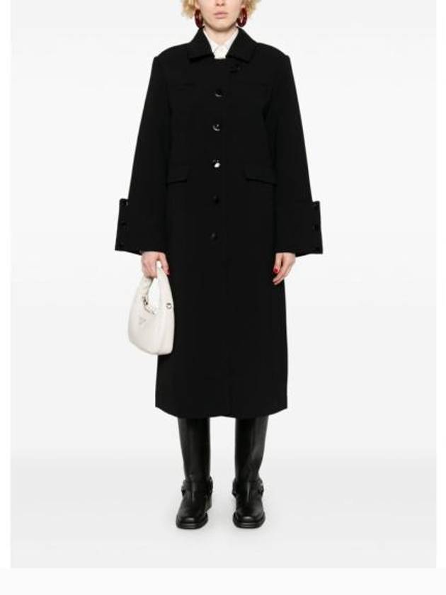 Bonded Crepe Single Coat Black - GANNI - BALAAN 3