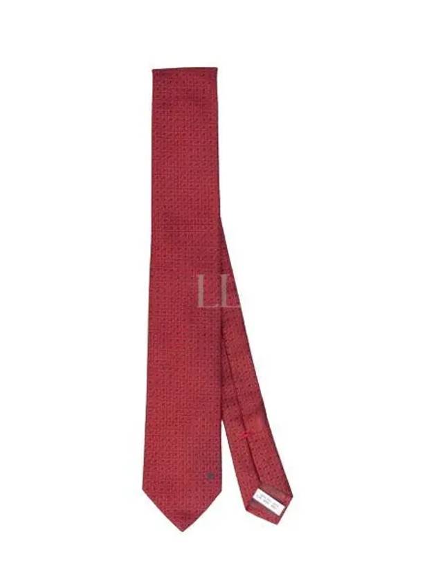 Embroidered Gancini Silk Tie Red - SALVATORE FERRAGAMO - BALAAN 2