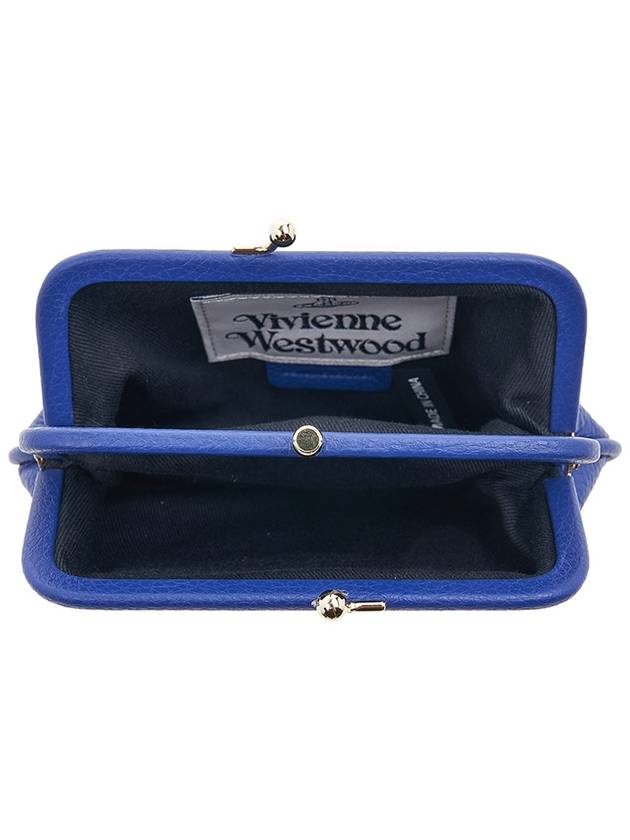 Kiss Lock Leather Coin Purse Blue - VIVIENNE WESTWOOD - BALAAN.