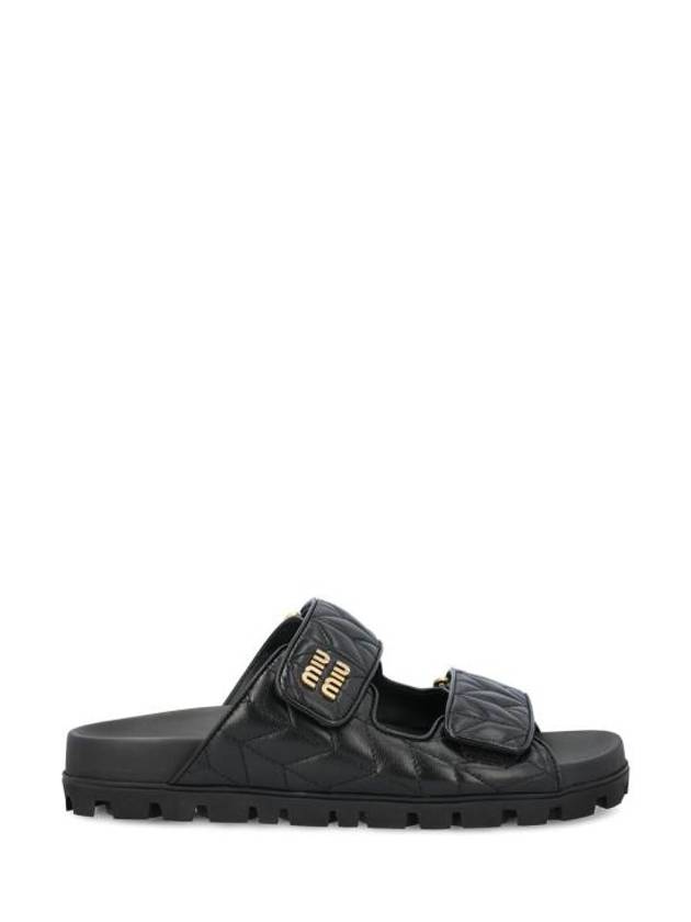 Matelassé Nappa Leather Slippers Black - MIU MIU - BALAAN 1