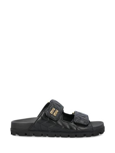 Matelasse Nappa Leather Slippers Black - MIU MIU - BALAAN 1