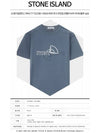 Half Logo Print Cotton Jersey Short Sleeve T-Shirt Blue - STONE ISLAND - BALAAN 3