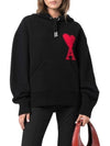 Big Heart Logo Wool Hoodie Black - AMI - BALAAN 3