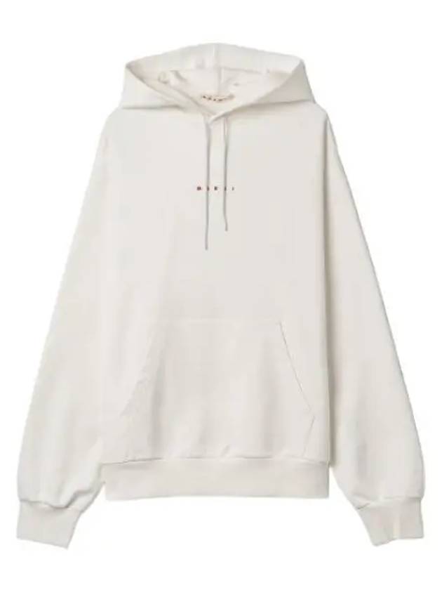 Logo Print Hooded White T Shirt Hoodie - MARNI - BALAAN 1