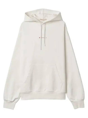 Logo Print Hooded White T Shirt Hoodie - MARNI - BALAAN 1