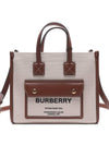 Mini Two-Tone Canvas and Leather Freya Tote Bag Natural Tan - BURBERRY - BALAAN 2