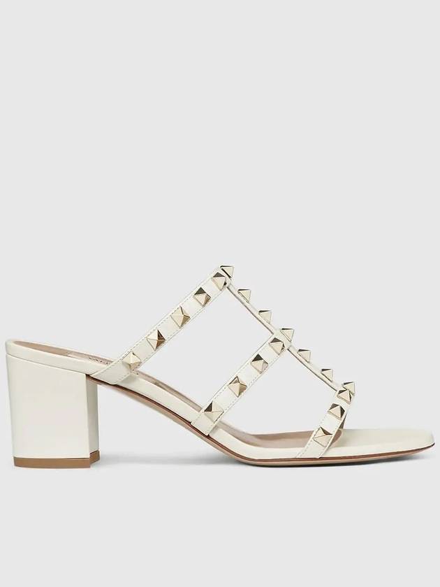 Rockstud Calfskin 60mm Sandal Heels Cream - VALENTINO - BALAAN 3