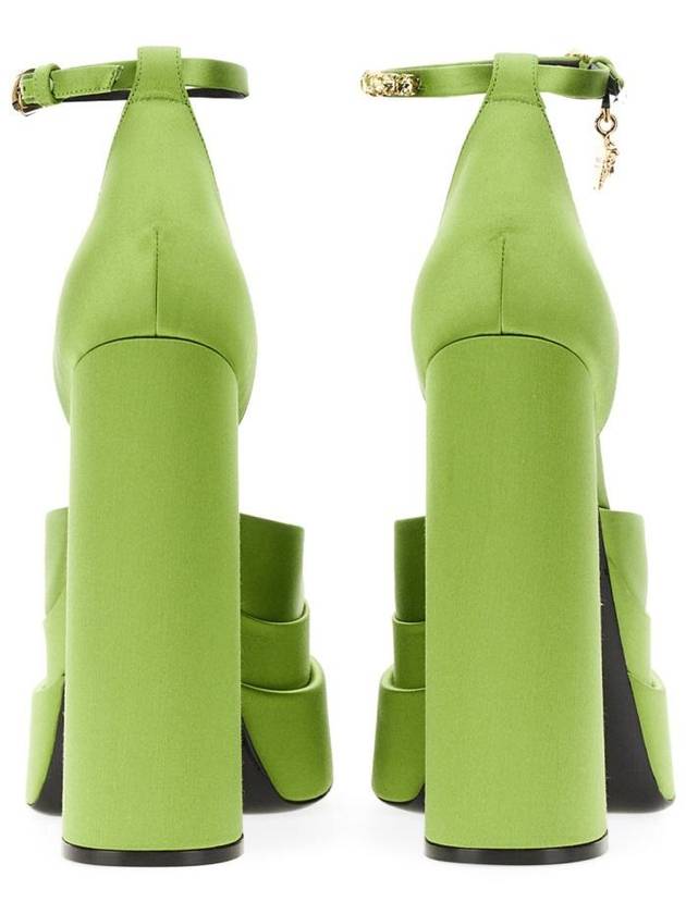 Women's Medusa Charm Mary Jane Satin Pumps Heel Green - VERSACE - BALAAN 3