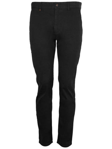 Slim Fit Stretch Cotton Satin Chino Straight Pants Black - HUGO BOSS - BALAAN 1