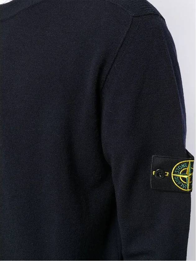 Wappen Patch Crew Neck Wool Knit Top Navy - STONE ISLAND - BALAAN 5