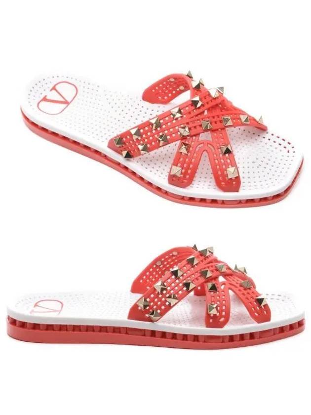 Women's Cross Strap Slippers Red - VALENTINO - BALAAN 2