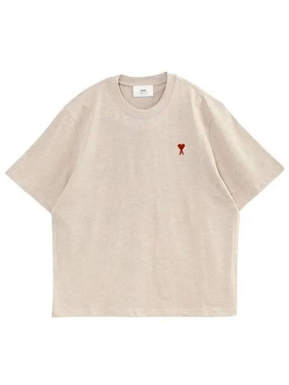 Small Heart Logo Boxy Fit Short Sleeve T-shirt Heather Light Beige - AMI - BALAAN 2