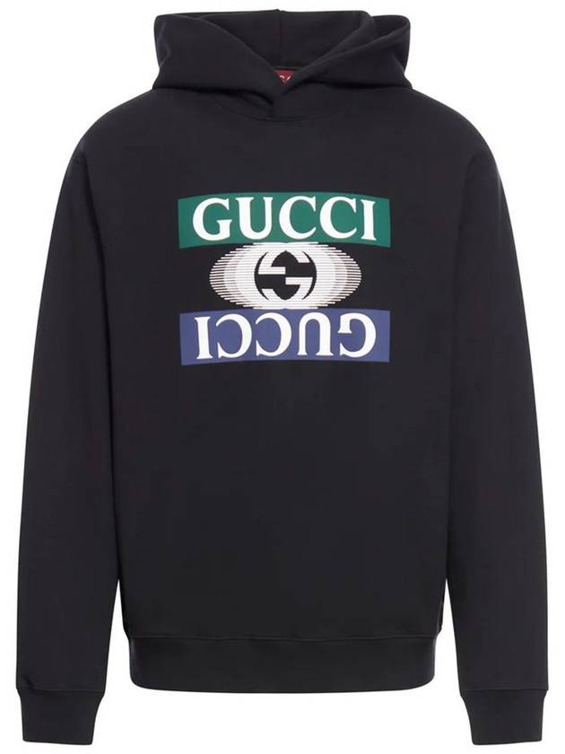 Interlocking G Shadow Print Cotton Jersey Hoodie Black - GUCCI - BALAAN 2