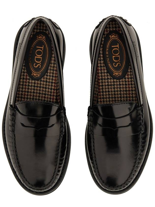 Men's Stamp Logo Leather Penny Loafer Black - TOD'S - BALAAN 4