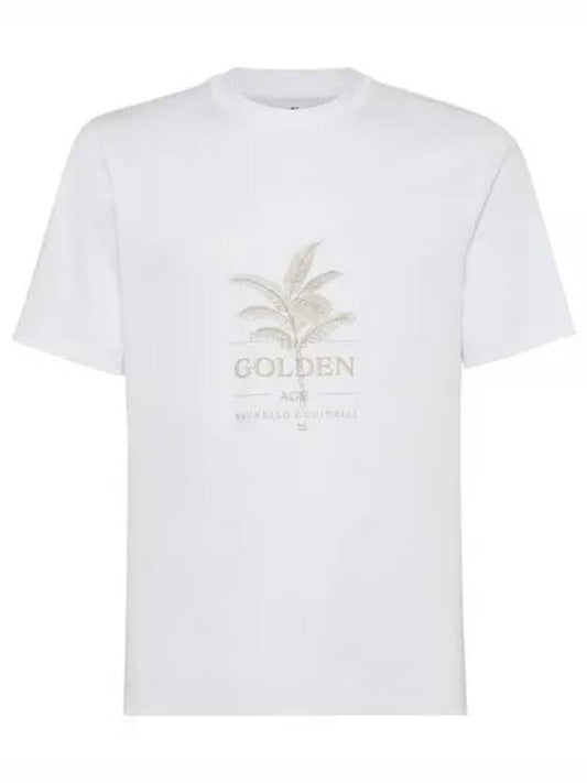 Maxi Print Cotton Short Sleeve T-Shirt White - BRUNELLO CUCINELLI - BALAAN 2