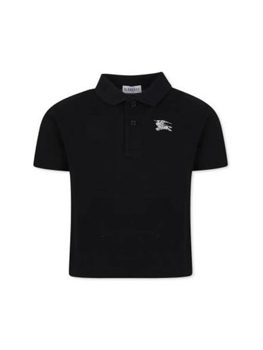 Kids Cotton Polo Shirt Black - BURBERRY - BALAAN 1