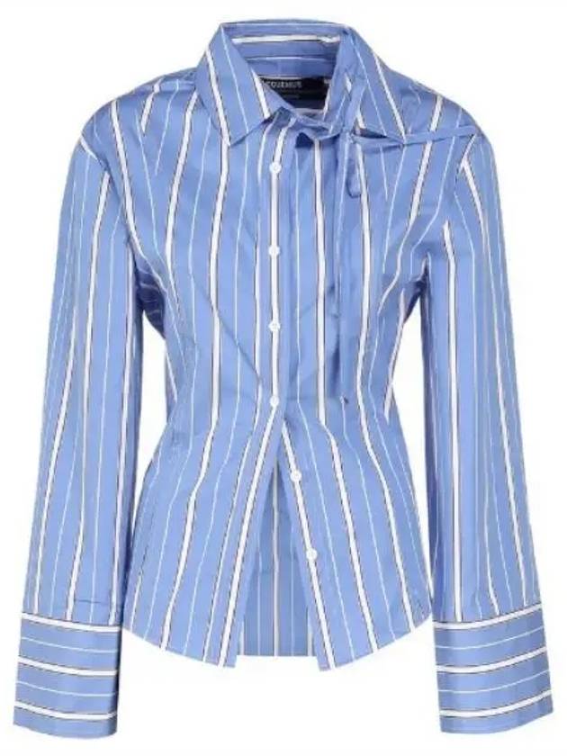 La Chemise Ruban Hourglass Stretch Cotton Shirt Blue - JACQUEMUS - BALAAN 2