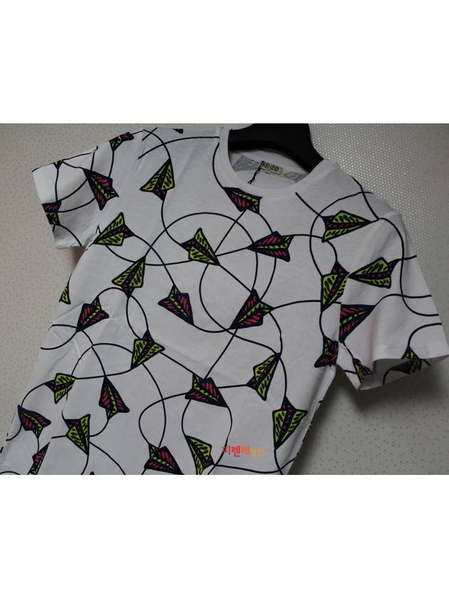 White multifluorescent airplane shortsleeved tshirt - KENZO - BALAAN 3