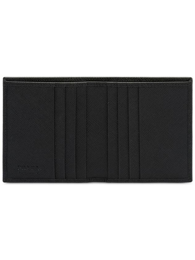 Triangular Logo Saffiano Half Wallet Black - PRADA - BALAAN 4