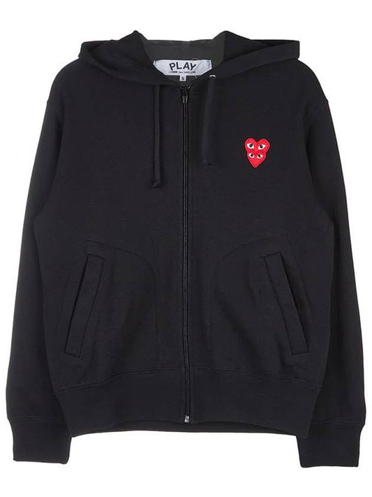 Men's Double Heart Hooded ZipUp P1T294 BLACK - COMME DES GARCONS - BALAAN 1