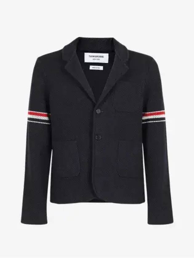 Arm Banding Texture Jacquard Wool Jacket Navy - THOM BROWNE - BALAAN 3