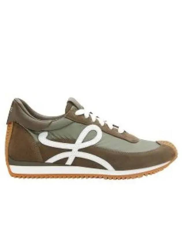 Flow Runner Nylon Suede Low Top Sneakers Dark Khaki Green - LOEWE - BALAAN 2