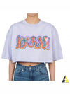 Graphic Logo Print Cropped Cotton Short Sleeve T-shirt Light Purple - MARNI - BALAAN 2