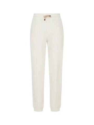 Men s Pintuck Line Soft Cotton Jogger Pants Cream - BRUNELLO CUCINELLI - BALAAN 1