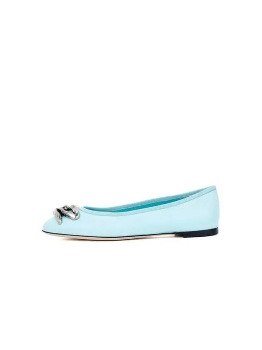 WOMEN FLAVIA leather flat shoes light blue 270936 - GIUSEPPE ZANOTTI - BALAAN 1