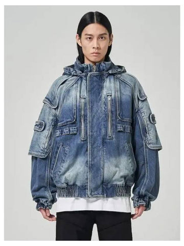 Denim Racing Motif Stan Collar Bomber Blue Domestic Product GM0023112758951 - JUUN.J - BALAAN 1