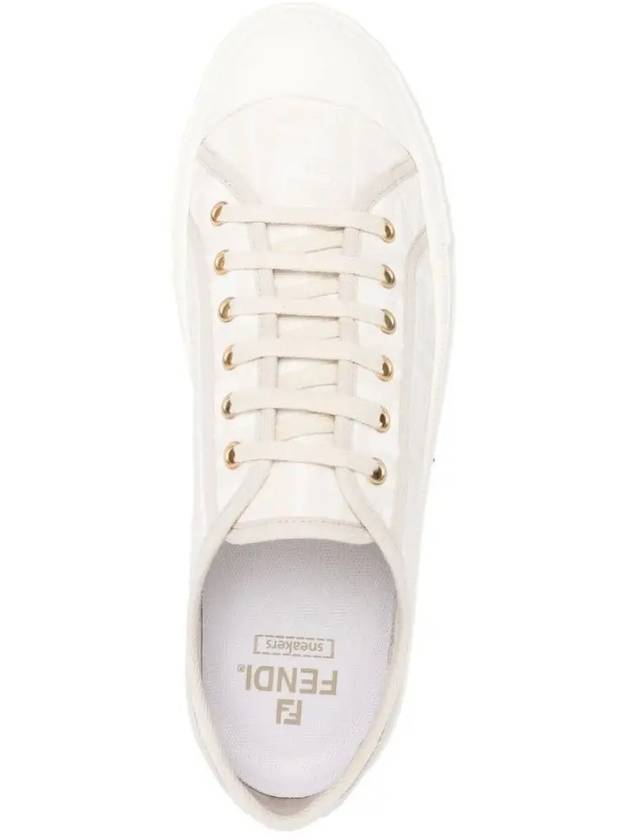 Domino FF Fabric Low Top Sneakers White - FENDI - BALAAN 7