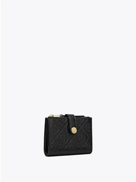 Monogram leather double sided card wallet half black domestic product GM0024080695762 - TORY BURCH - BALAAN 1