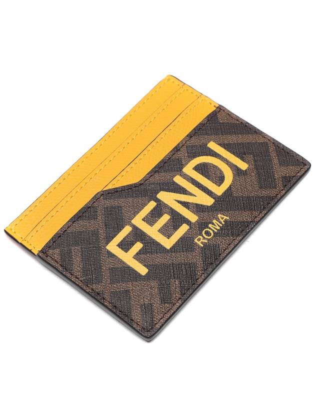 Roma Logo 3-Fold Card Wallet Brown Yellow - FENDI - BALAAN 6