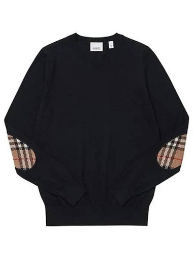 Women s Check Patch Wool Knit Top Black - BURBERRY - BALAAN 1