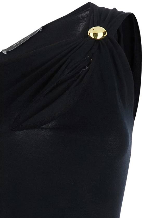 Black Long Dress With Jewel Detail On The Front In Viscose Blend Woman - FEDERICA TOSI - BALAAN 3