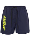 Men's Logo Print Swim Shorts Navy - MSGM - BALAAN.