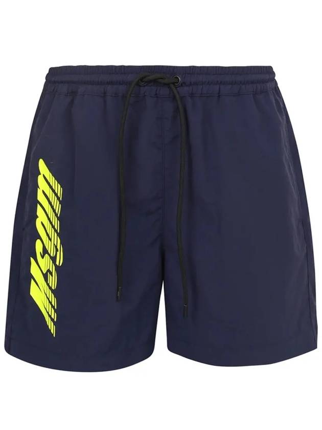 Men's Logo Print Swim Shorts Navy - MSGM - BALAAN.