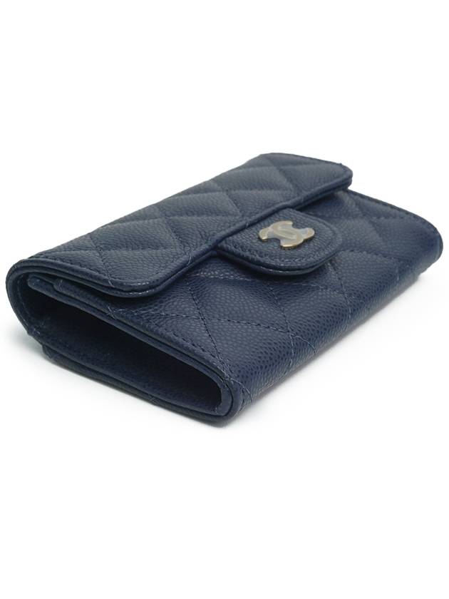 Classic gold caviar card wallet navy - CHANEL - BALAAN 5