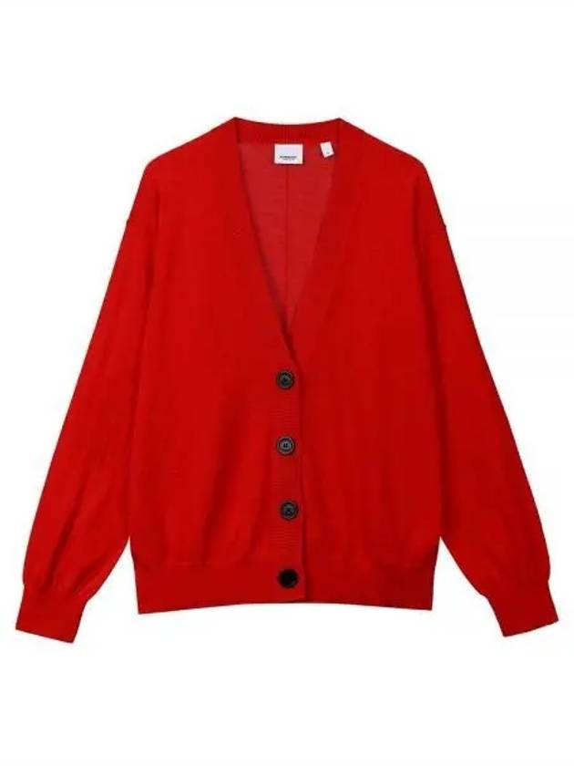 V-Neck Wool Cardigan Red - BURBERRY - BALAAN 2