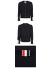 Men's Fine Merino Wool 4 Bar Cuff V-Neck Cardigan Navy - THOM BROWNE - BALAAN 6