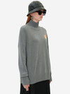 Men's Fox Head Patch Oversized Wool Turtleneck Grey - MAISON KITSUNE - BALAAN 7