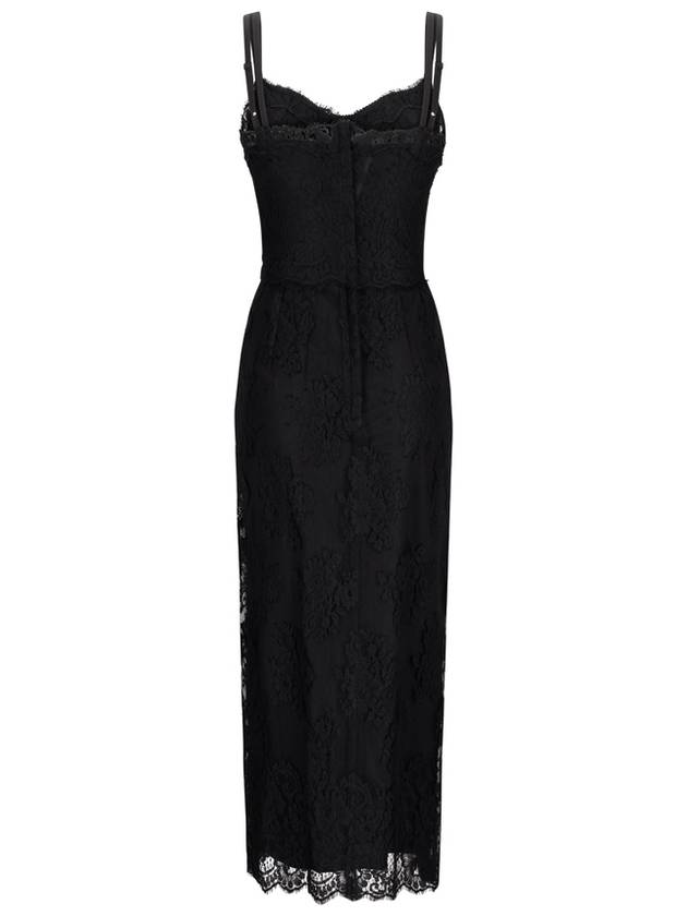 SN BLACK Midi lace dress with slit Dolce Gabbana F6JAOT HLMO7 N0000 - DOLCE&GABBANA - BALAAN 3