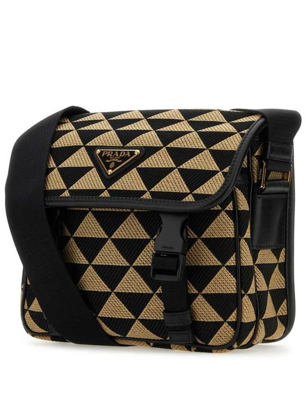 Symbole Embroidery Fabric Cross Bag Black Beige - PRADA - BALAAN 3