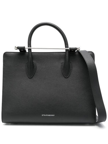 Strathberry Midi Tote Leather Black - Silver Hardware Bags - STRATHBERRY - BALAAN 1